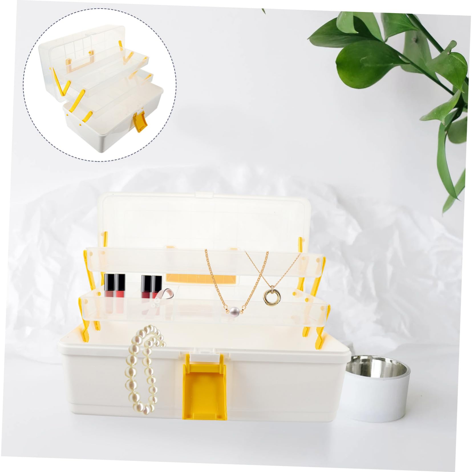 FRCOLOR Aufbewahrungsbox und Ordentliches Verstauen für Haaraccessoires aus Kunststoff mit Einfachem Tragegriff für Kosmetik und Kleine Gegenstände Beim Outdoor Trip