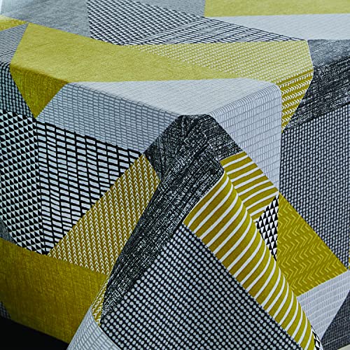 Catherine Lansfield Larsson Geo 137x229cm Wipe Clean Cotton Table Cloth Ochre