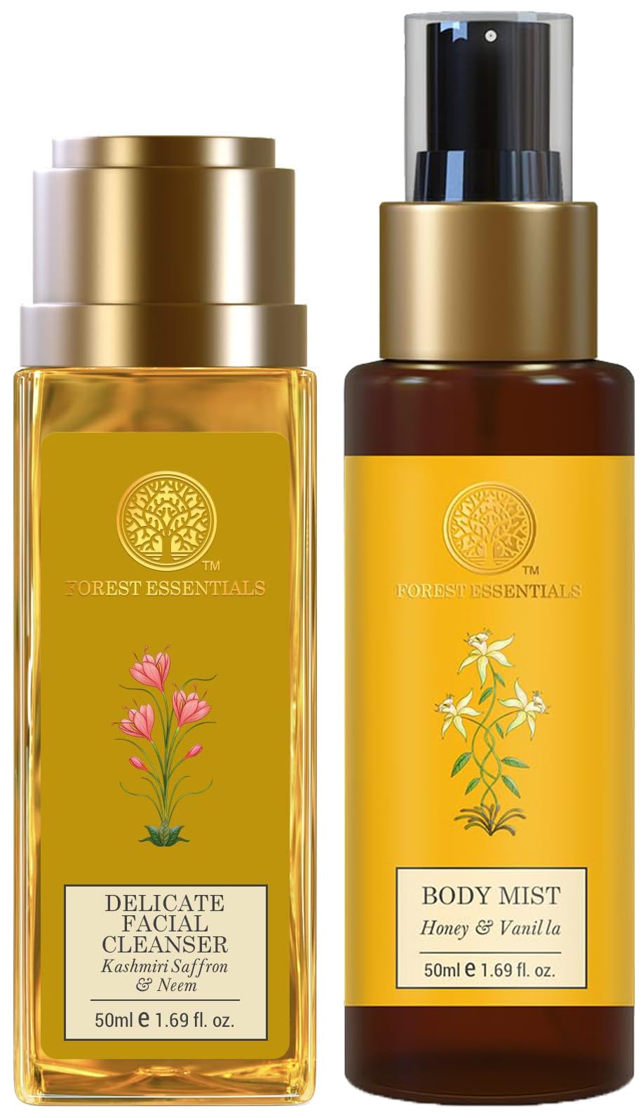 Forest Essentials Travel Size Body Mist Honey & Vanilla & Forest Essentials Delicate Facial Cleanser Kashmiri Saffron & Neem Combo-image-42