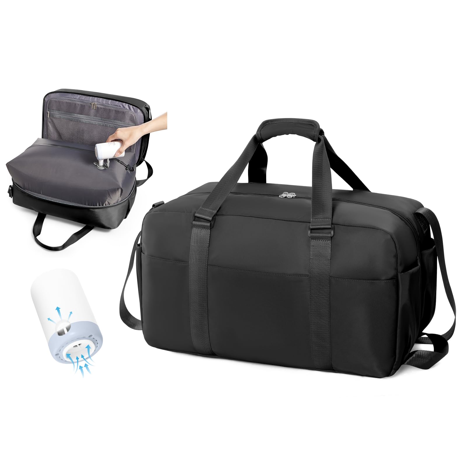 Vakuum Reisetasche Damen Handgepäck Tasche Sporttasche Weekender Bag Schwimmtasche Wasserdicht Travel Bag Duffle Bag Wickeltasche Trainingstasche Krankenhaustasche,Z1-Schwarz