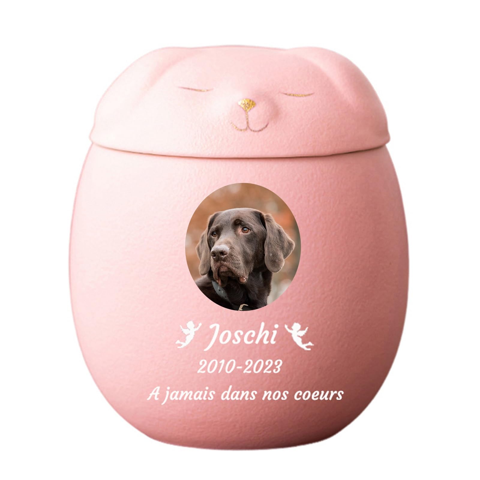 Urne per Cani per Ceneri Personalizzate - Urne per Cani Personalizzate - Urne in Ceramica per la cremazione di Animali Domestici Urne Commemorative per Cani,Rosa,Big