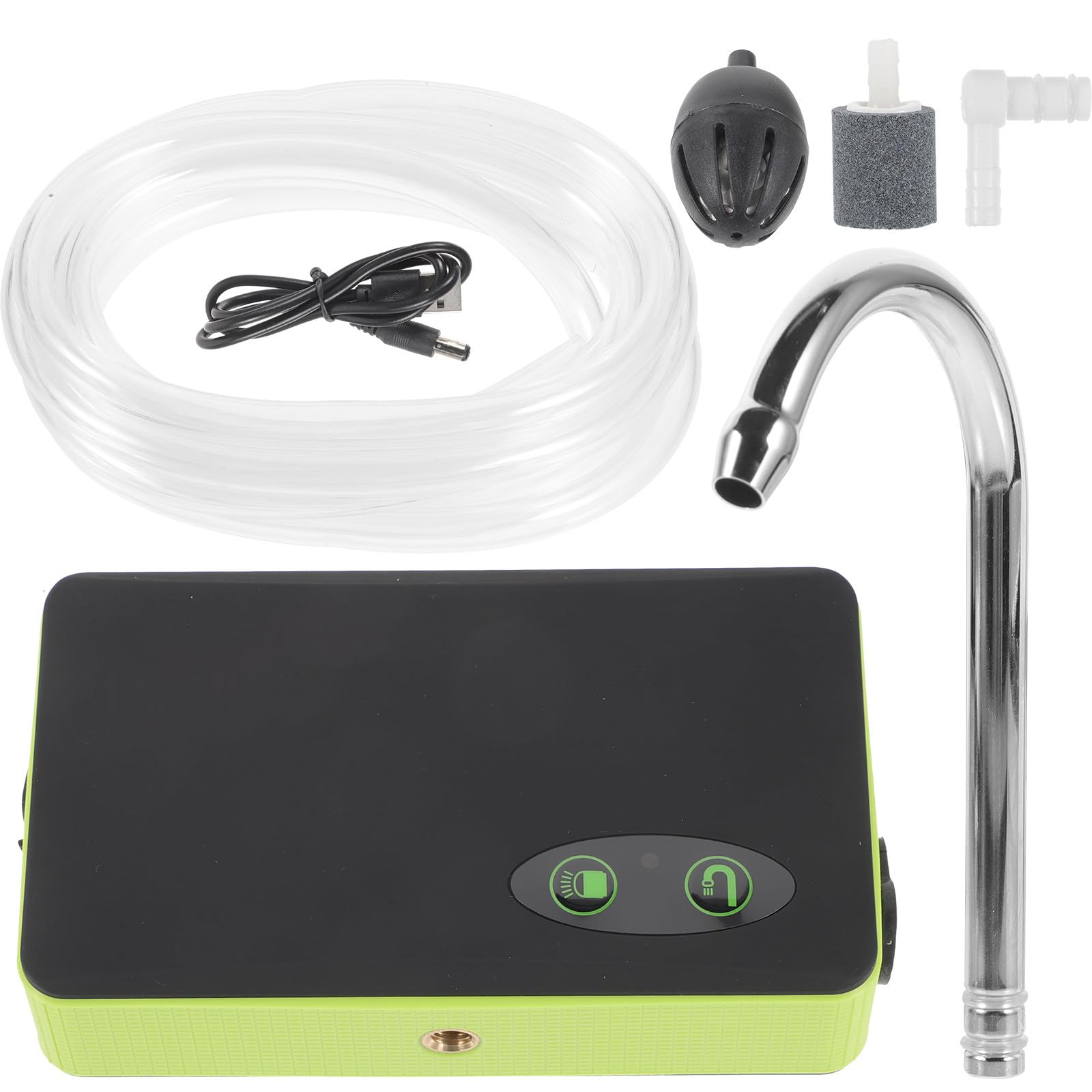 UPKOCH Pompa di Ossigeno Portatile per Pesca Verde Assorbitore d'Acqua Multifunzione Ricarica a Induzione Aeratore per Acquari e Miscelatore Esca Luci LED