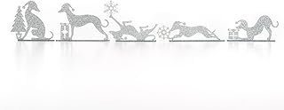 Set of 5 Sparkly Acrylic Whippet Greyhound Ornaments - Handmade Christmas Dog Decor, TV Toppers & Shelf Sitters - Perfect festive Gift for Dog lover (Silver, Set of 5)