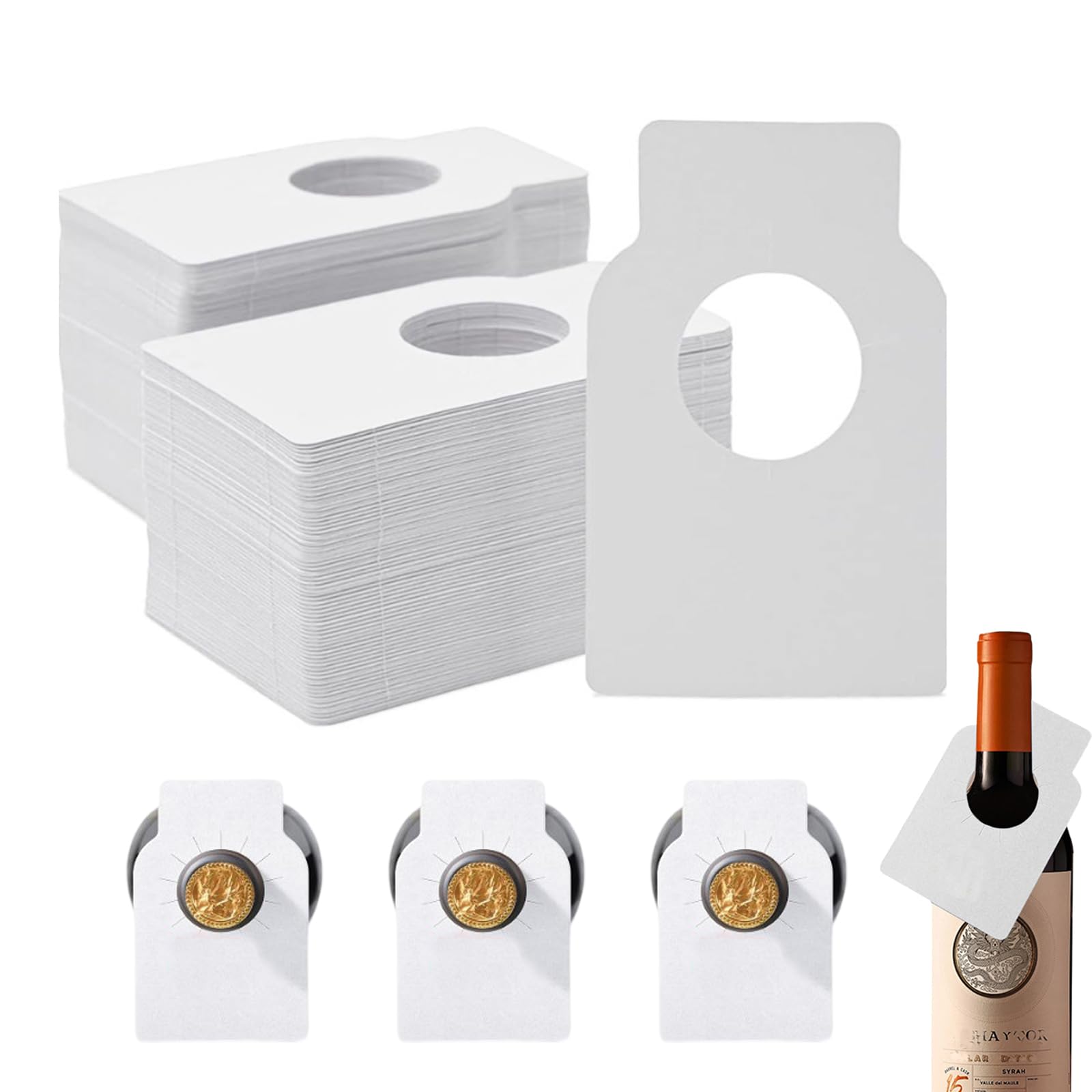 GIONAR - Etiqueta de bodega de vino, etiquetas de botellas de vino reutilizables de corcho, utilizado para marcar botellas de vino, accesorio indispensable para los amantes del vino, color blanco