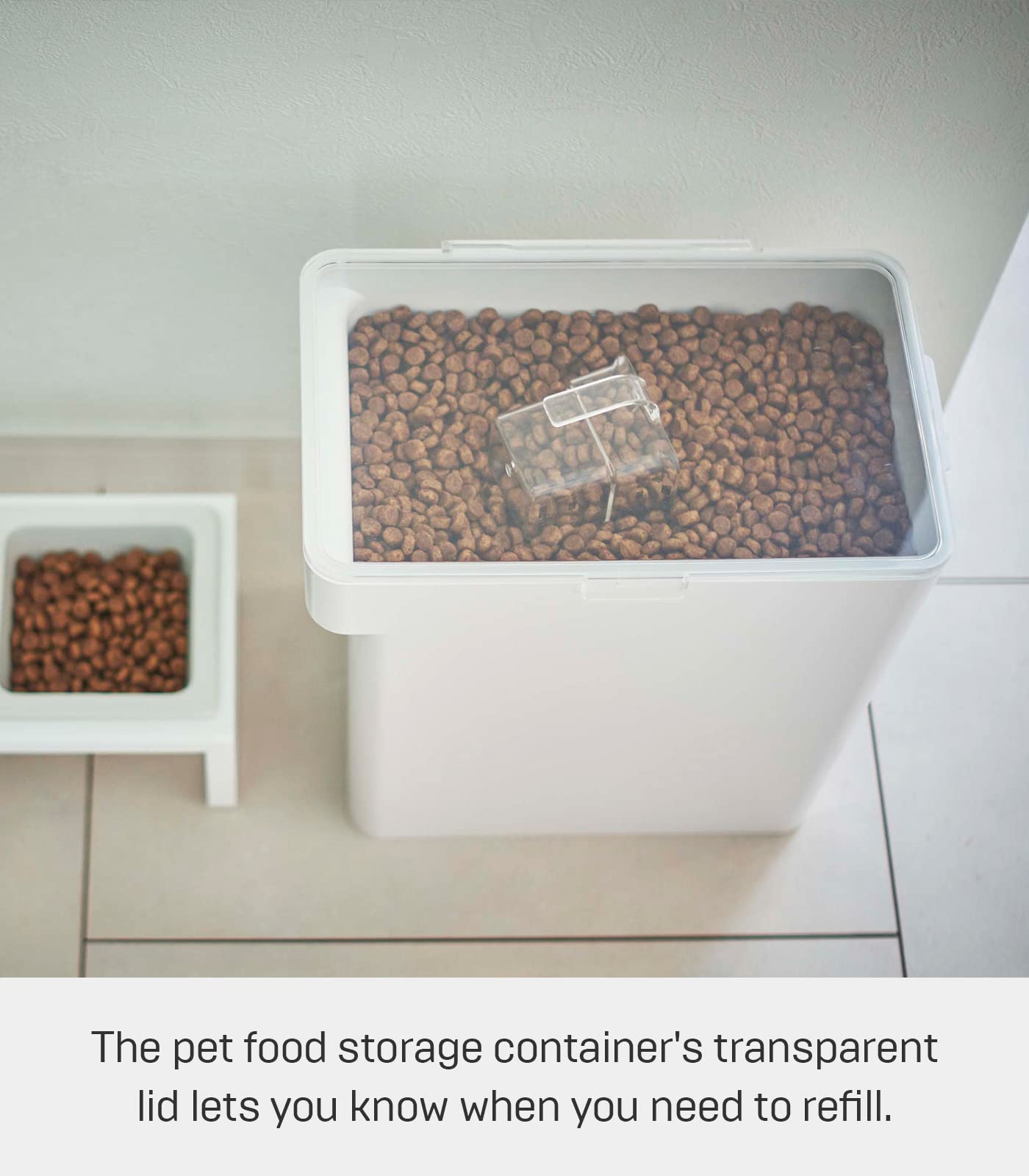 Yamazaki Home Airtight Food Storage Container (15 lbs Plastic | Large | Pets, White