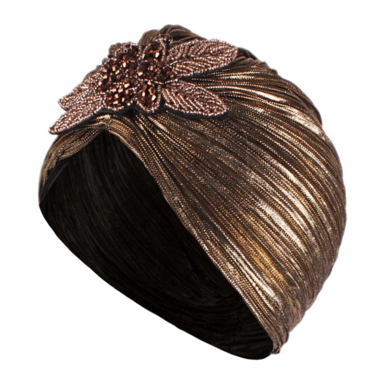 Didiseaon Elegant Turban Head Wrap Stamping Design Headscarf Hat Fashion Turban Hats Golden