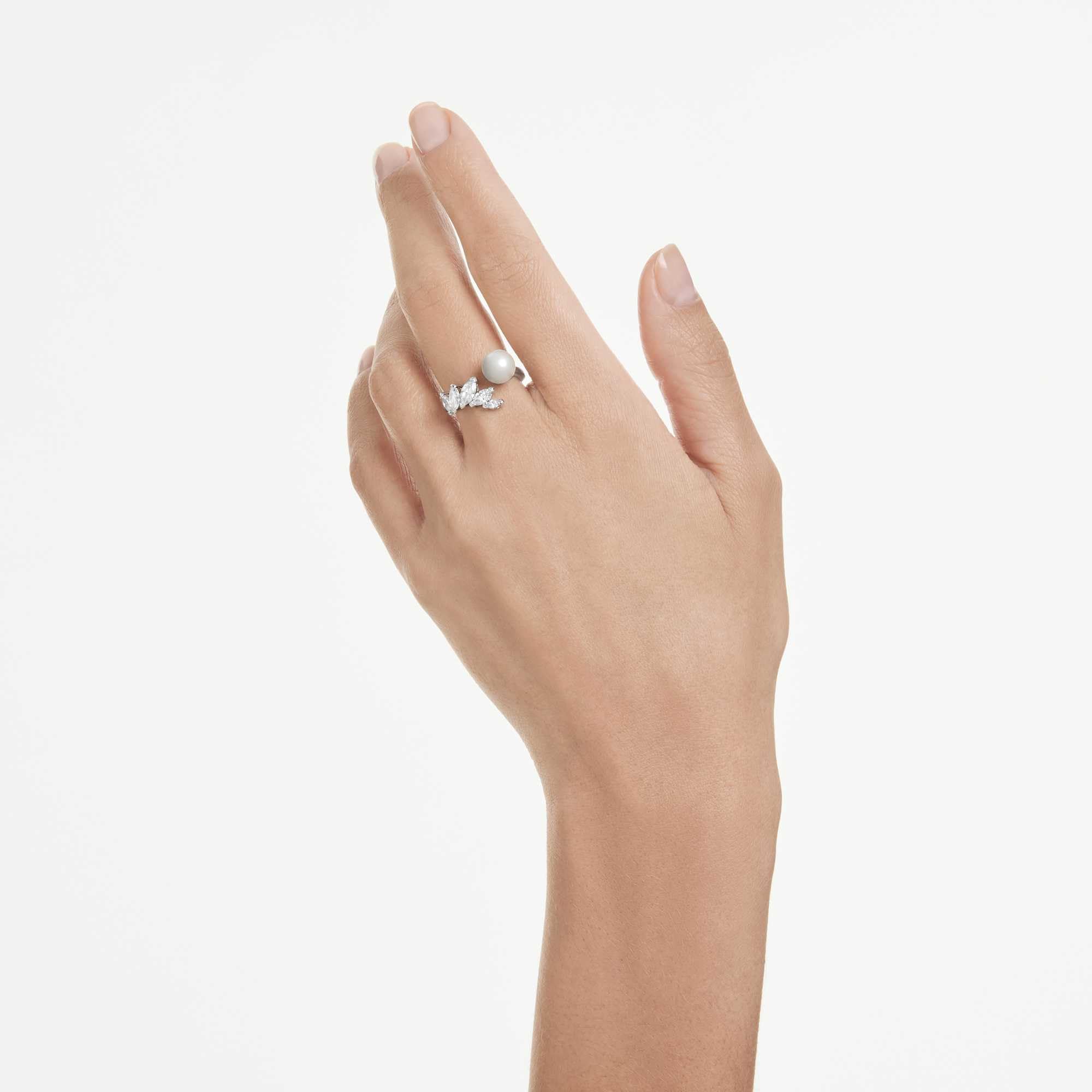 Swarovski Mesmera Kollektion Open Ring, Crystal Pearl, Marquise Cut, Weiß, Rhodiniert
