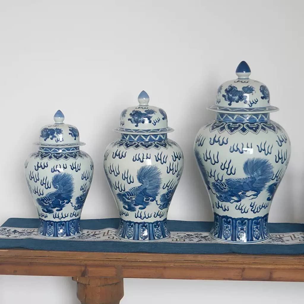 Pot de gingembre en céramique décoratif en porcelaine bleue et blanche antique c