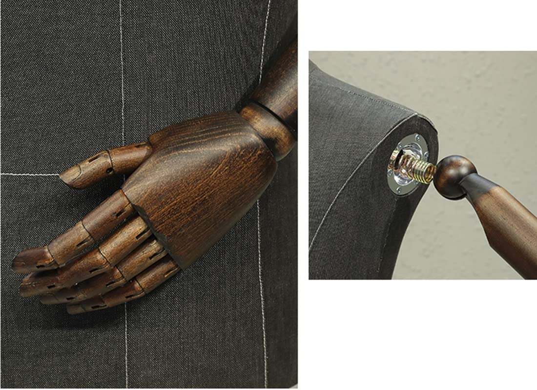 Manekin biustu, forma sukienki, męski model sukienki, ekspozycja tułowia, ciało, tułowia, ciało, regulowany stojak metalowy na trójnogu, bawełna, z drewnianym ramieniem, ekspozycja biżuterii