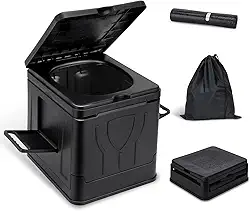 Banheiro de acampamento, banheiros de acampamento portáteis com tampa para adultos e crianças, vaso sanitário dobrável com suporte de papel, banheiro portátil para acampamento, caminhada, ao ar livre