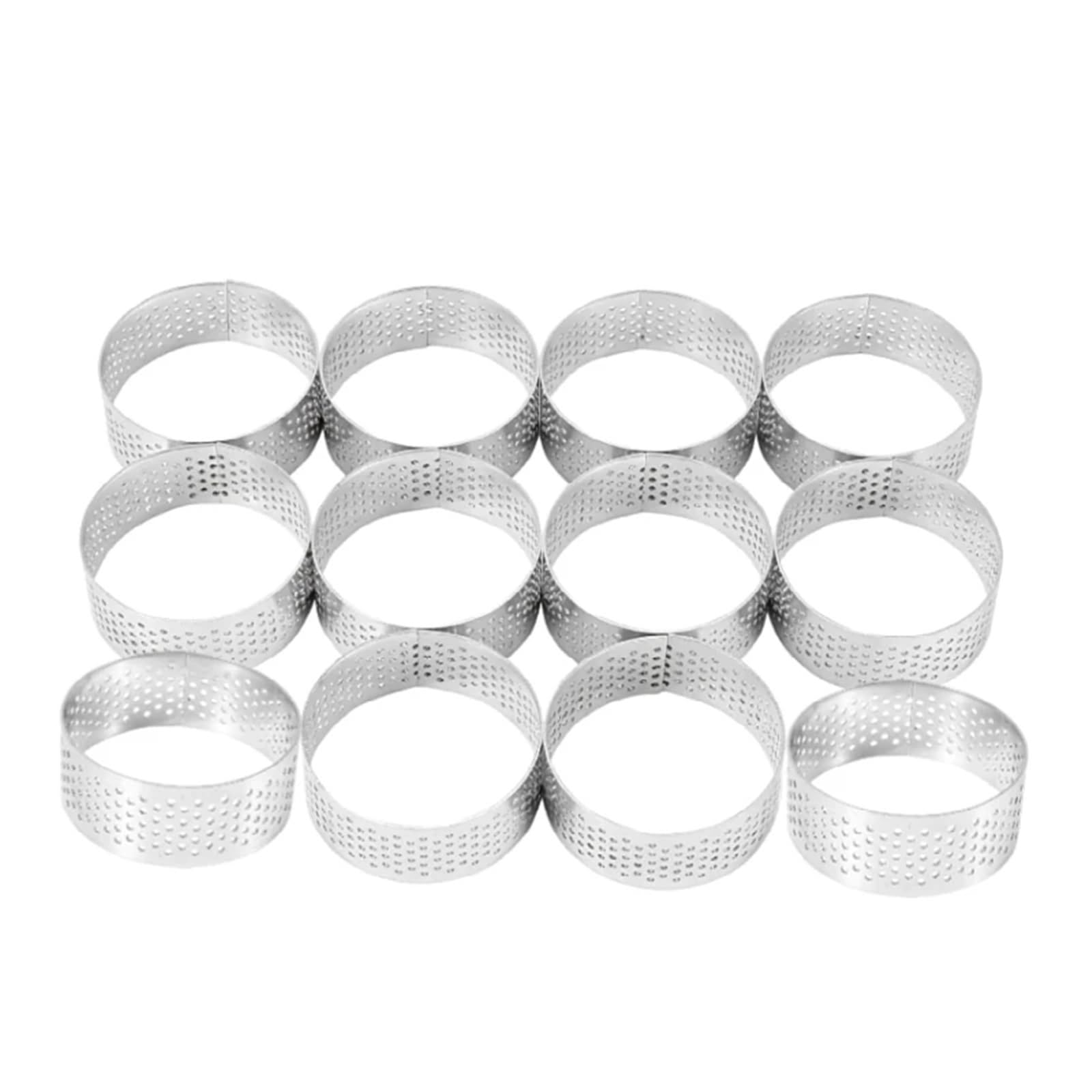 Anneau à Tarte en Acier Inoxydable de 5cm, Anneau Rond perforé résistant la Chaleur for gâteau Mousse, Outils Cuisson for Donuts, 12 Paquets pour Gâteau Cheesecake(12PCS (7cm))