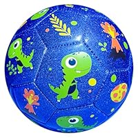 INPODAK Kids Football Size 3, Toddler Football for Age 1-6, Soccer Ball with Pump, Small Ball for Garden Lawn Indoor Outdoor,Gift for Boys Girls 1 2 3 4 5 Years Old,Glitter Blue Dinosaur