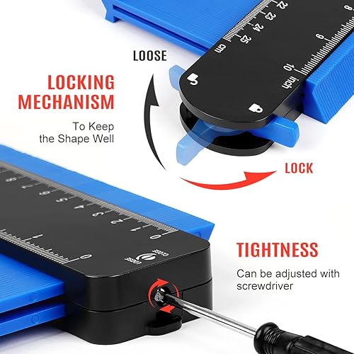Miniatura 5 de dodowin Medidor de contorno de 2 piezas, regalos para hombres, marido, papá, él, duplicador de formas de contorno de perfil para colocar azulejos,