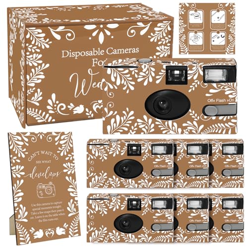FYSUIMU 12 Pcs Cielito Lindo Wedding Disposable Cameras Terracotta Flower Single Use One Time Film Cameras with Acrylic Box Sign for Mexican Fiesta Cinco De Mayo Birthday Baby Shower 17 Exposures