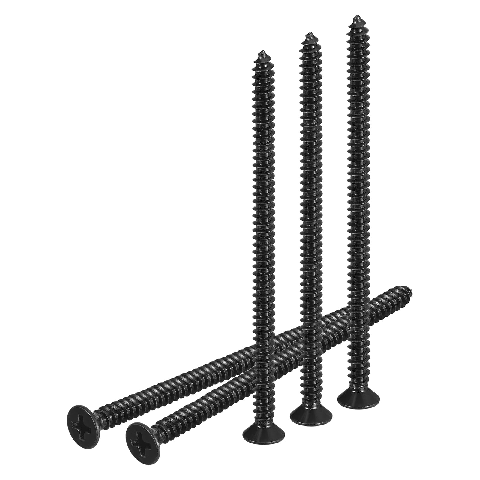 DTGN 100Pcs #10x3-1/2" Flat Head Wood Screws, 304 Stainless Steel Phillips Self Tapping Screws - Good for Woodworking Furniture - Black