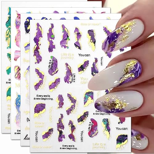 3D Marmor Nagelaufkleber 6 Farben Marmor Nagelsticker Gold Nagelfolie Selbstklebend Nagel Sticker Damen Nageldesign Bronzing Nail Sticker Marble Nail Art Stickers Nailart Aufkleber Nägel Zubehör