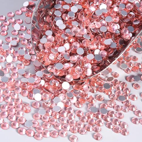 Image of 2880pcs Glass Flatback Rhinestones for Nail Art Crafts, Multi-Size Round Crystal Gems for DIY Decoration 2-4.8mm SS6-20 Peach Pink