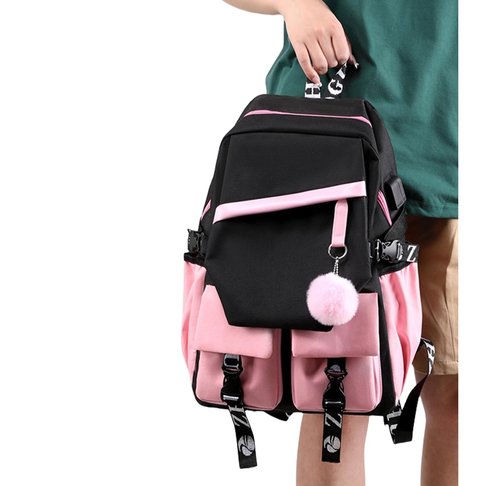 Mochila Escolar Negra de Primaria para Niñas Escuela Primaria Mochilas Escolares Rosas para Niños Backpack Nylon para Adolescentes y Estudiantes de último año