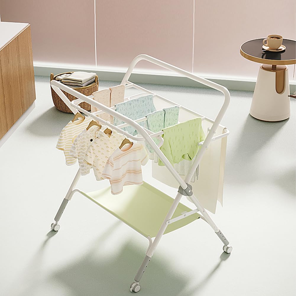 Table à Langer Mobile - Commode à Langer Pliable avec Panier de Rangement - Table à Langer pour Nouveau-nés et Tout-Petits - Charge maximale : 25 kg