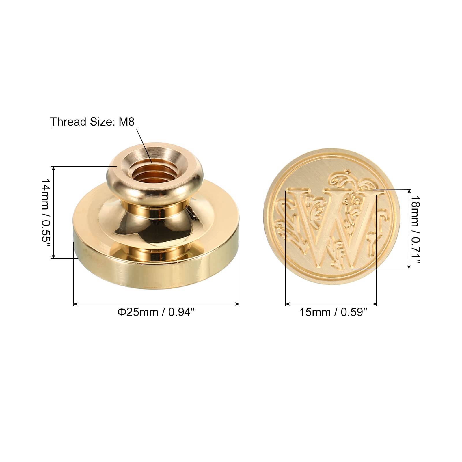 PATIKIL Alphabet W Wax Seal Stamp, Initial Letter Sealing Wax Stamp Classic Retro Brass Head for Envelope Invitation Cards - Image 2