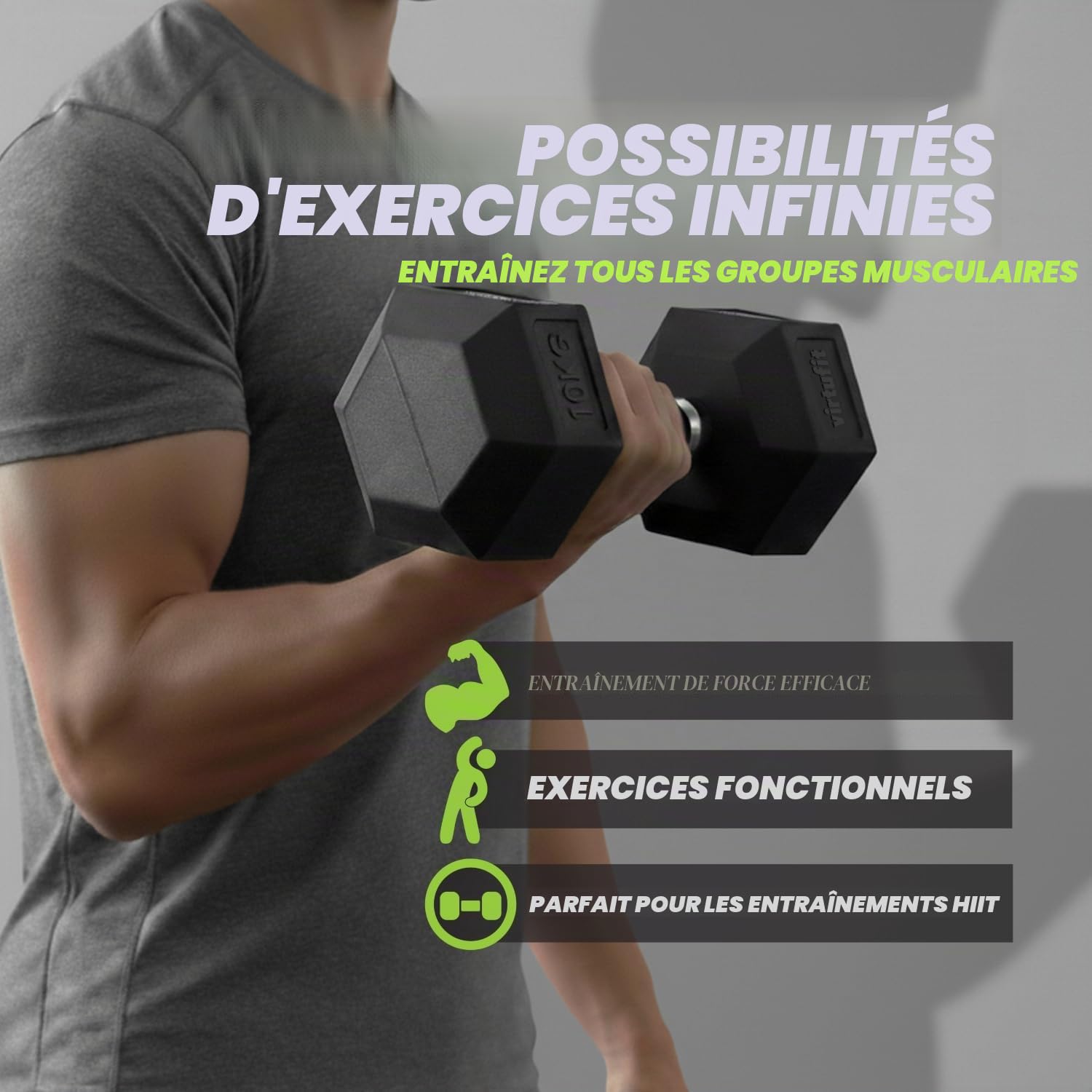 VirtuFit Hexa Lot d'haltères courts – 2 x 3 kg