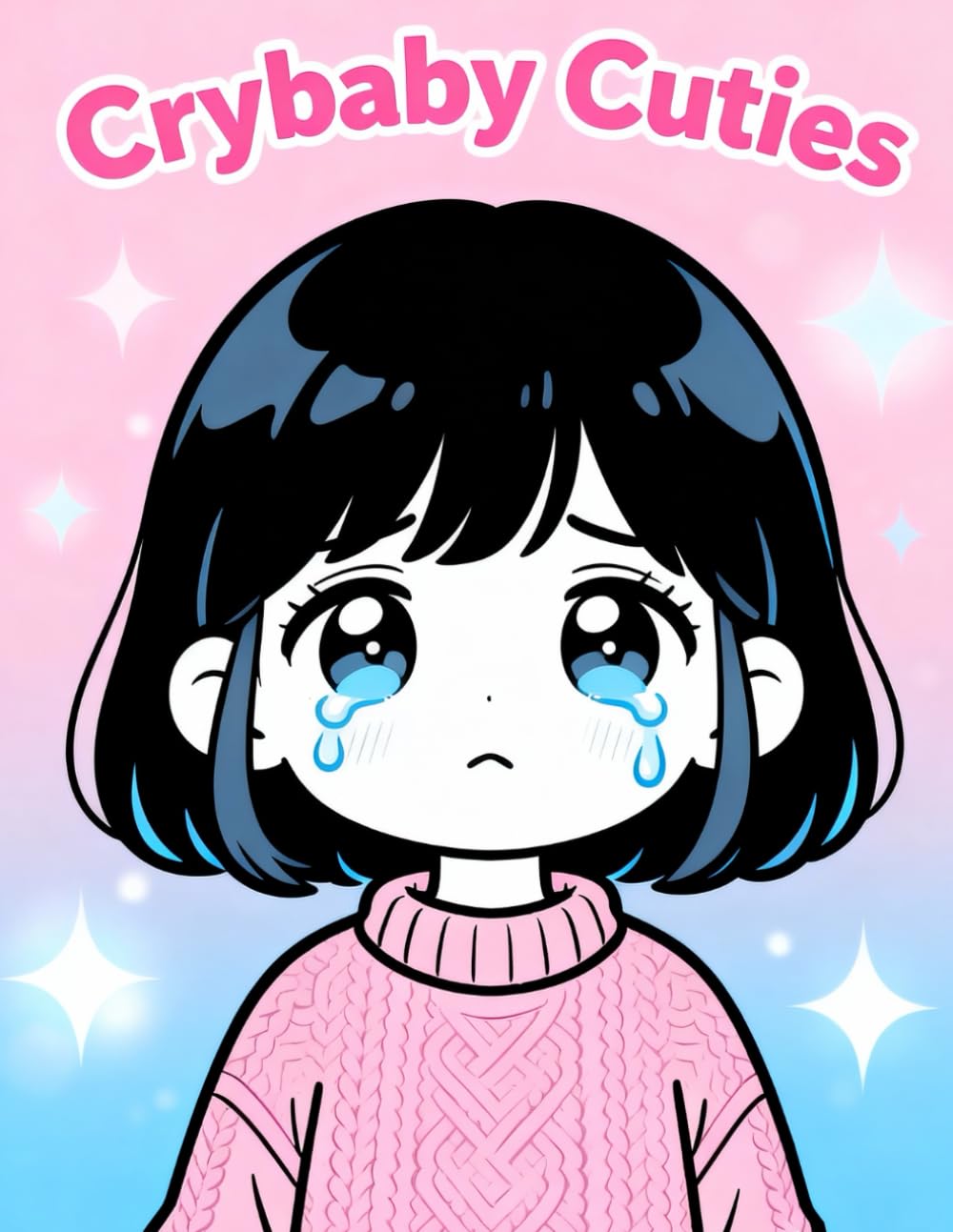 Crybaby Cuties: A Kawaii Coloring Book of Adorable Teary Faces and Sweet Emotions: A Cute and Simple Line Art Coloring Book for Relaxation, Stress Relief, and Emotional Comfort