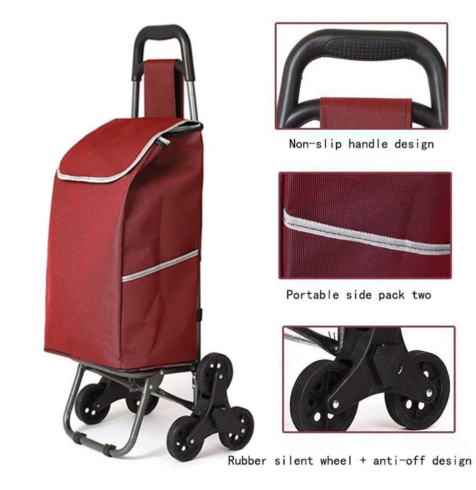 Einkaufswagen, Einkaufswagen, Ladewagen, Kleiner Ziehwagen, Heimwagen, Autowagen, Treppensteigen, zusammenklappbar, tragbarer Ziehwagen, Anhänger, Braun, Multifunktional
