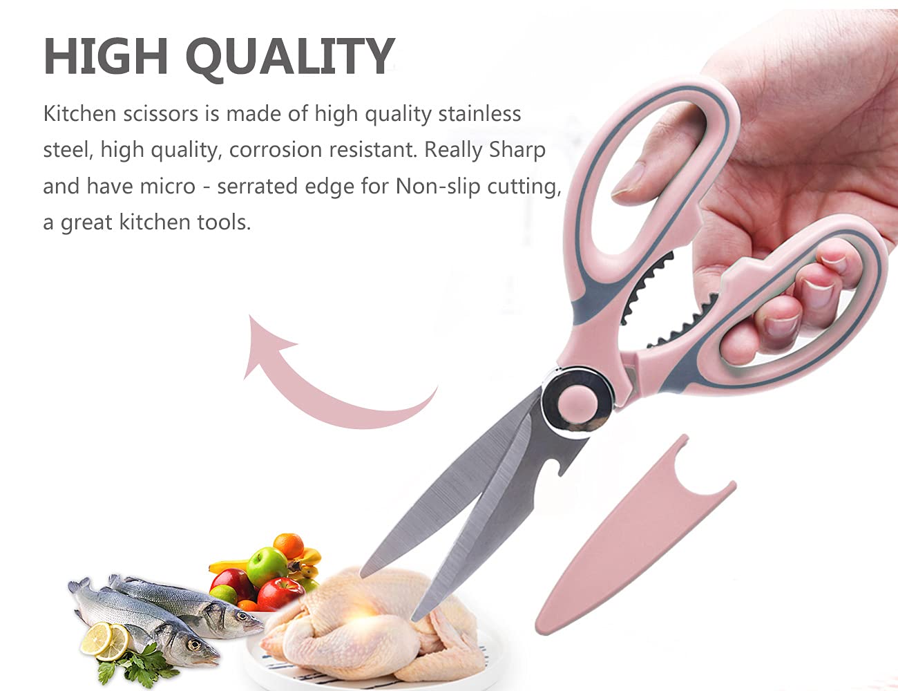 Küchenschere Aus Edelstahl – Scharf, Ergonomisch, Für Fleisch, Geflügel, Gemüse & Grill