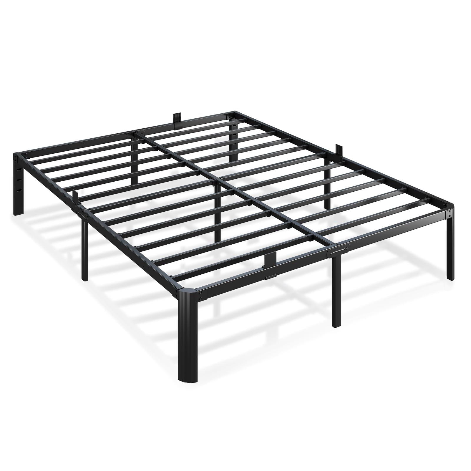 Metal Bed Frame Full Size, 14 Inch 3500 lbs Heavy Duty Platform Bed Frames Steel Slats Noise Free No Box Spring Needed, Easy Assemble Sturdy Bedframe Rounded Corner with Storage and Mattress Retainers