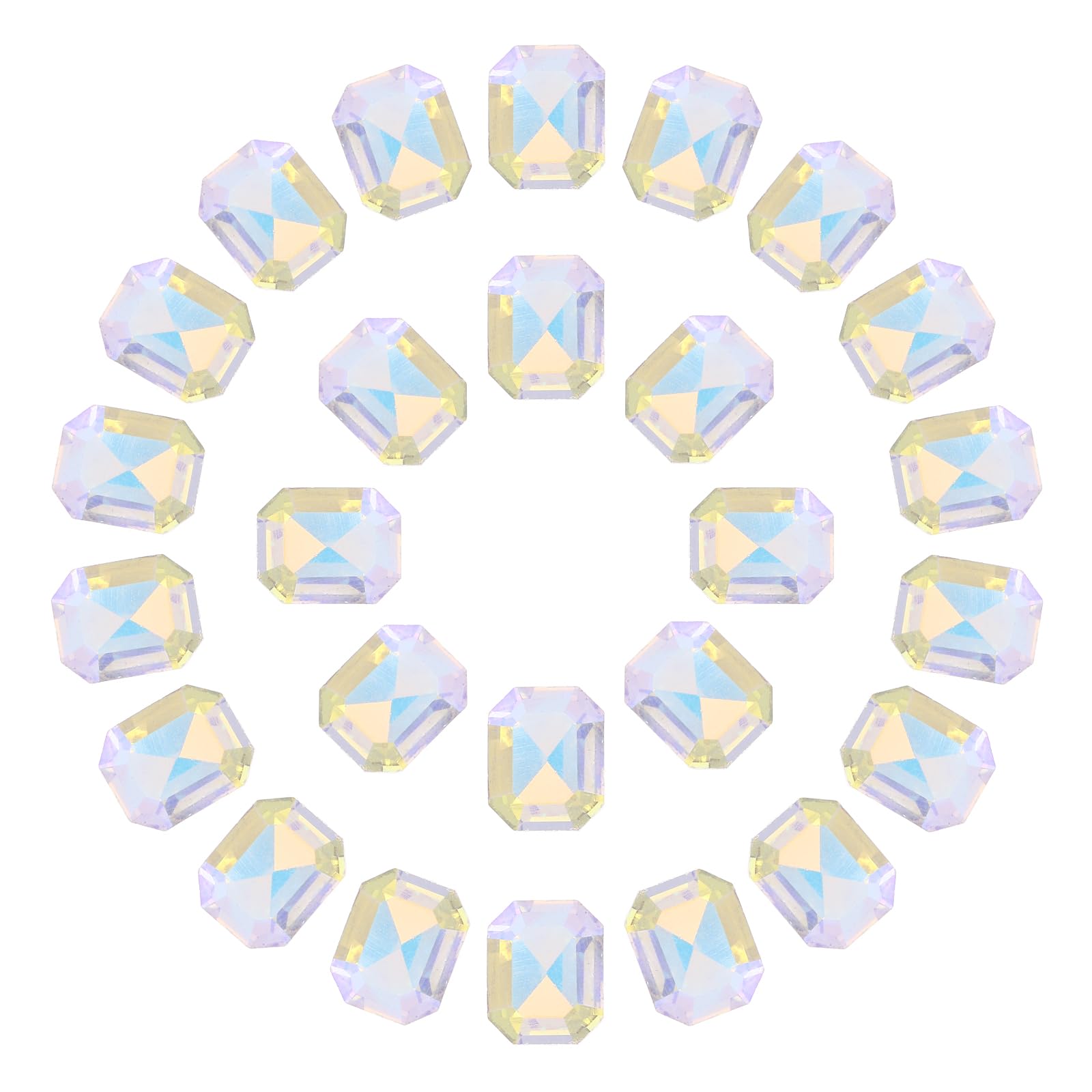sourcing map 8x10MM Octagon Rectangle Rhinestones, 100 Pcs Crystal Faceted Rhinestones with Silver Plated Glass Gems for Crafts (Shiny White)