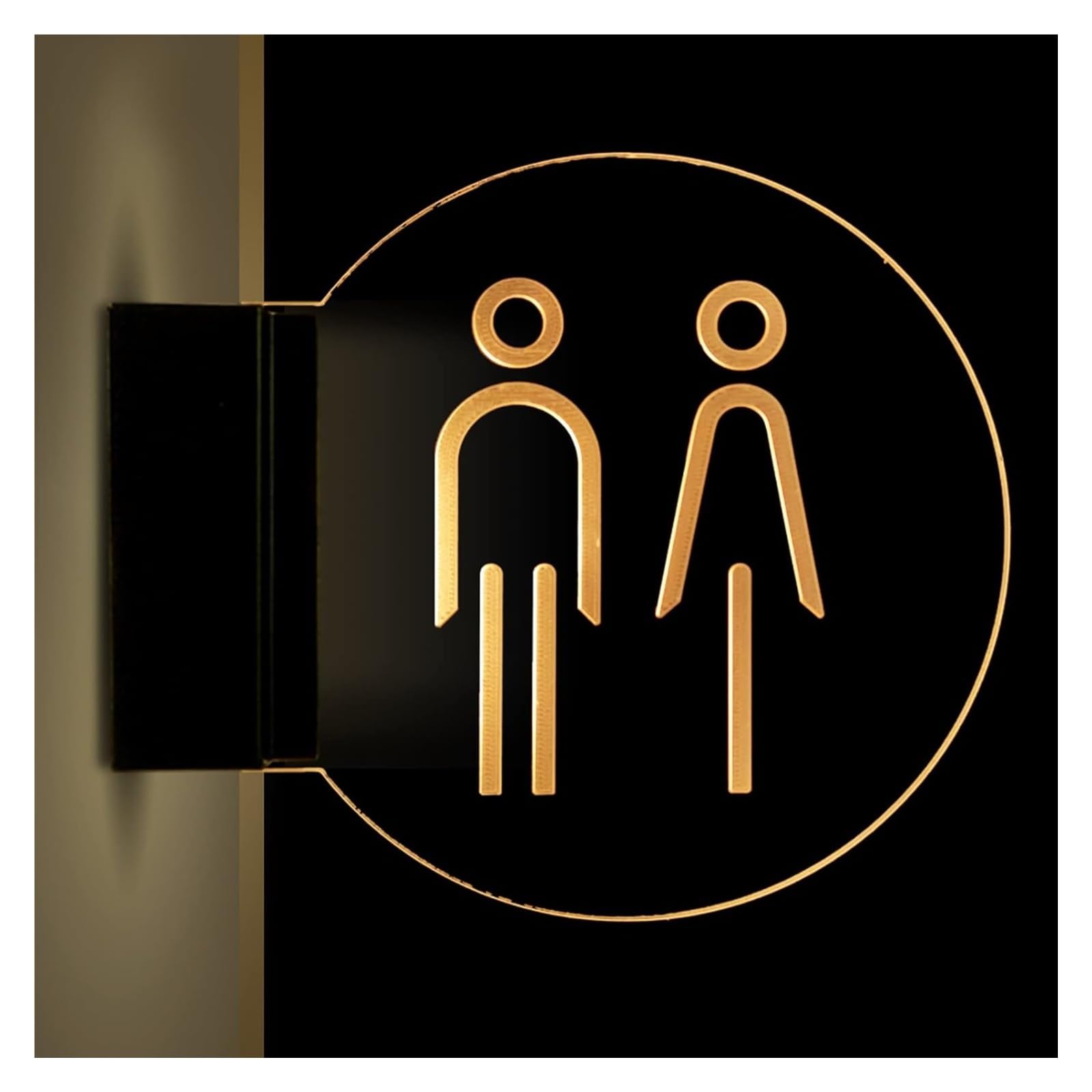 Carteles para aseos, Letrero luminoso de doble cara for montaje en pared, letreros redondos baño 8 pulgadas