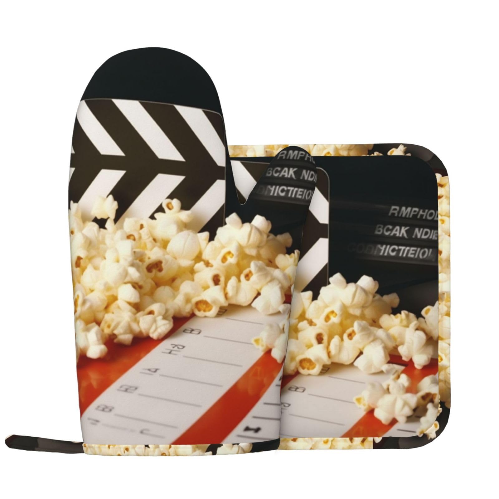 Kino Schindel Und Popcorn Drucken Ofenhandschuhe Und Topflappen Sets Küche Ofen Handschuh Beständig Hot Pads Für Kochen Backen Grill Küche, Haushalt & Wohnen