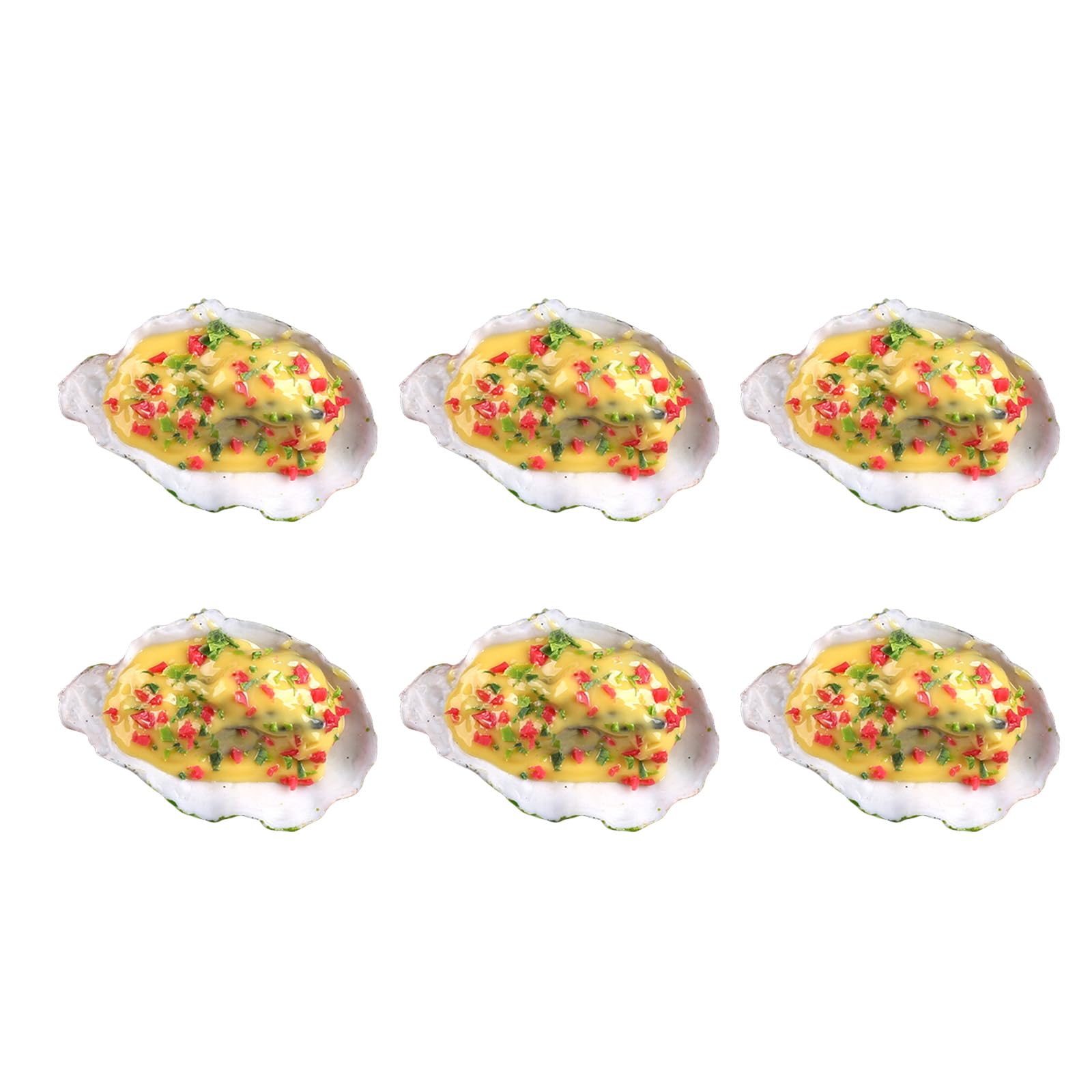 Hsioluted Artificial Grilled Scallops Model Realistic Simulation Roasted Oysters Seafood Model for Decoration Display Props Fake Scallops