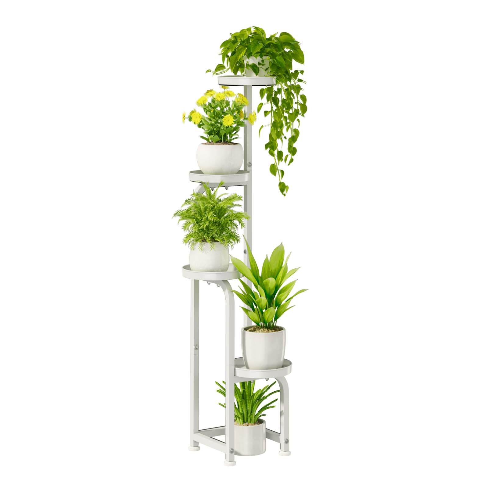 Bamworld Soporte para plantas de exterior e interior, soporte de hierro, soporte para plantas, estante para plantas de balcón (blanco) (22,3 x 22,3 x 116 cm)
