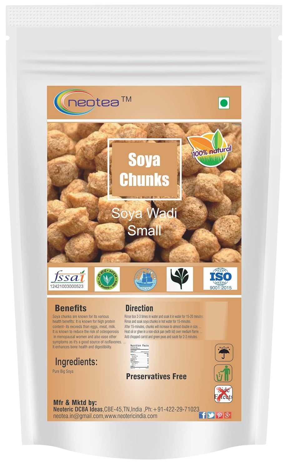 Soya Chunks Bhat Glycine Max (Small Soya Wadi), 250GM – High-Protein, Plant-Based Meat Substitute for Healthy Cooking, Vegan and Vegetarian Protein Source