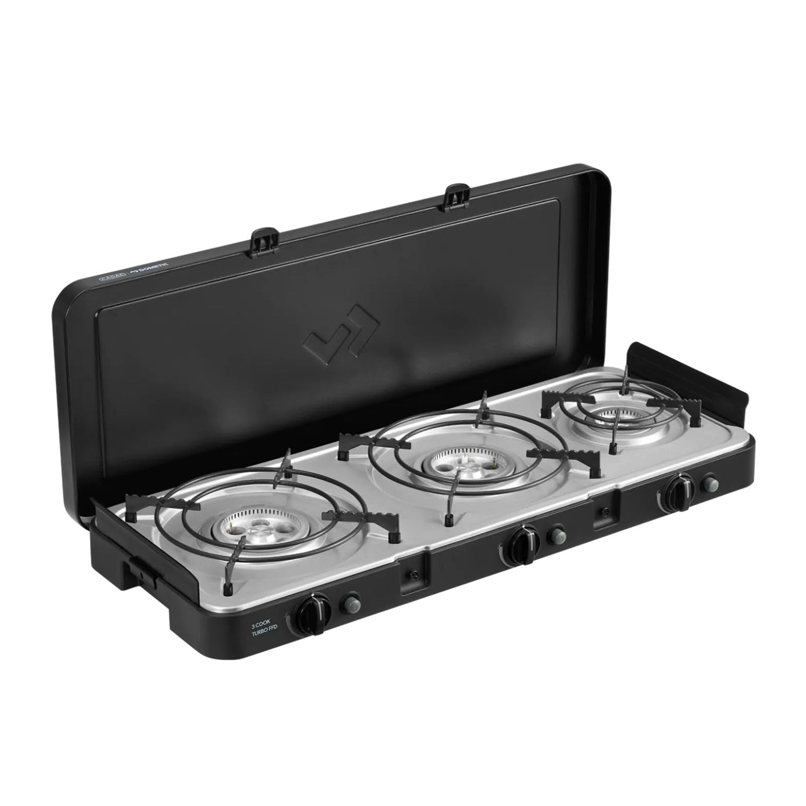 CADAC - 3 Cook Turbo FFD Deluxe - barbecue - Barbecues portables - Surface de cuisson en acier inoxydable - Incl. Housse de protection - Camping - Les incontournables du barbecue - Noir