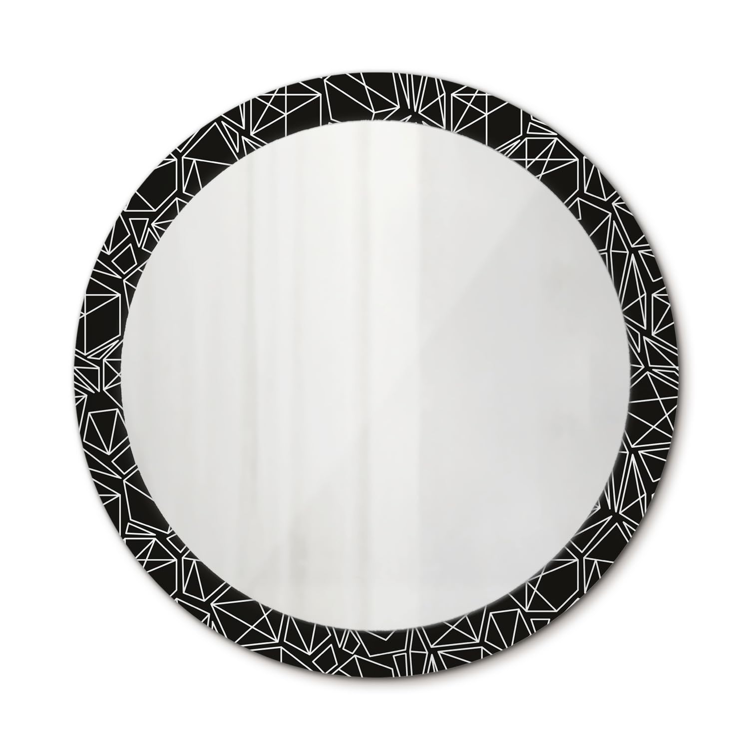 Miroir imprimé 90 cm rond et moderne sans cadre pour salon
