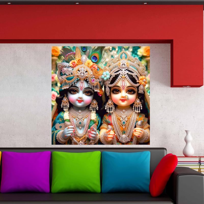 Image of British Terminal Cute little Bal Gopal Baby God Krishna| Kanha Ji | Laddu Lord Makhan Chor Painting Religious Poster for Pregnant Women for wall (matt thin vinyl,sticker,multicolor,unframed)| bj246