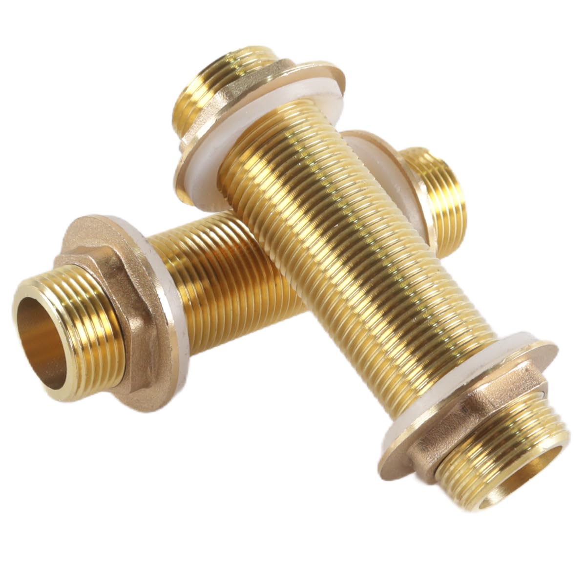 Ausi 2-Piece G3/4 Brass Bulkhead Fittings – Silicone-Sealed, for Water Tanks, Taps, Rain Barrels (21-26mm)
