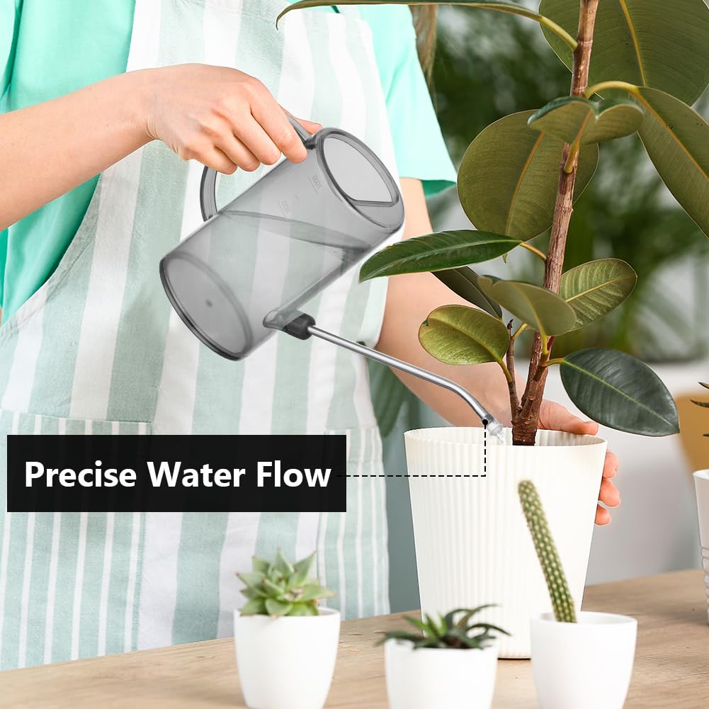 OFFCUP Regadera, 35oz 1L Regadera Pequeña, Regadera de Plástico para Jardín, Regadera con Caño Largo y Cómodo Mango de Madera, Regadera para Plantas, para Vivienda Exteriores Interior (Verde)