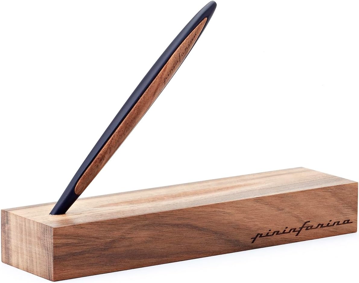 pininfarina CAMBIANO INK. BLUE. Luxury Ballpoint Pen. Aluminum Body With Inserts And Desk Stand In Walnut Wood. Best Ball Pen Gift Set for Men & Women. Professional Executive
