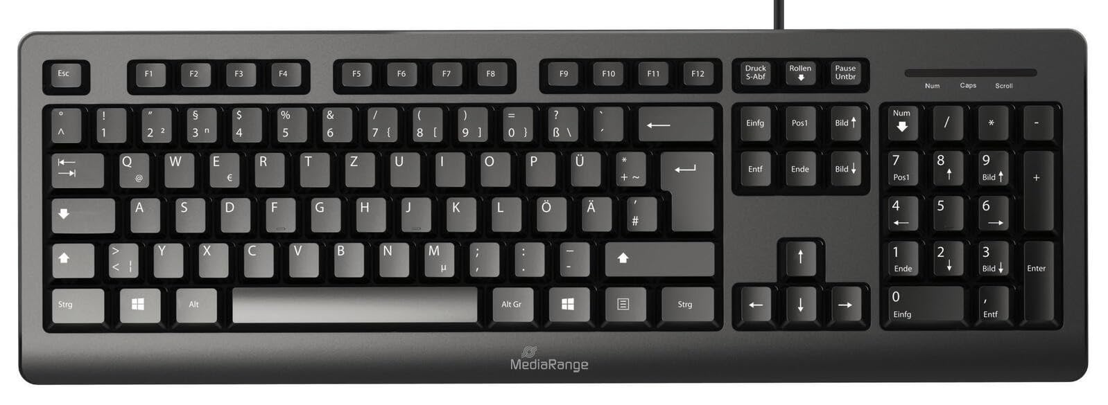 MediaRange Keyboard USB Qwertz German Black, W128289008 (Black)
