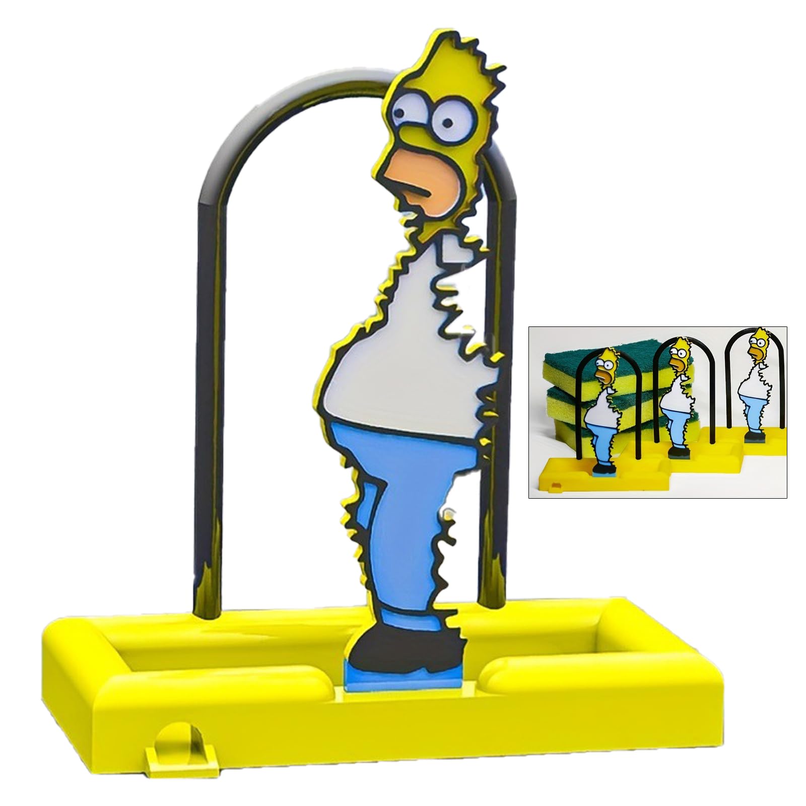 mohito Porta Esponja Cocina Fregadero,Porta Esponjas Fregadero,Porta Esponjas baño,Soporte de Esponja de Plástico Estampado para Almacenamiento de Esponja de Cocina y Baño Homer Simpson