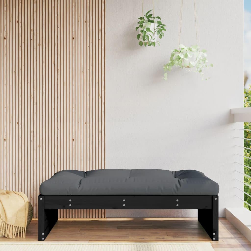 Podnóżek ogrodowy 120 x 80 cm lite drewno sosnowe czarne