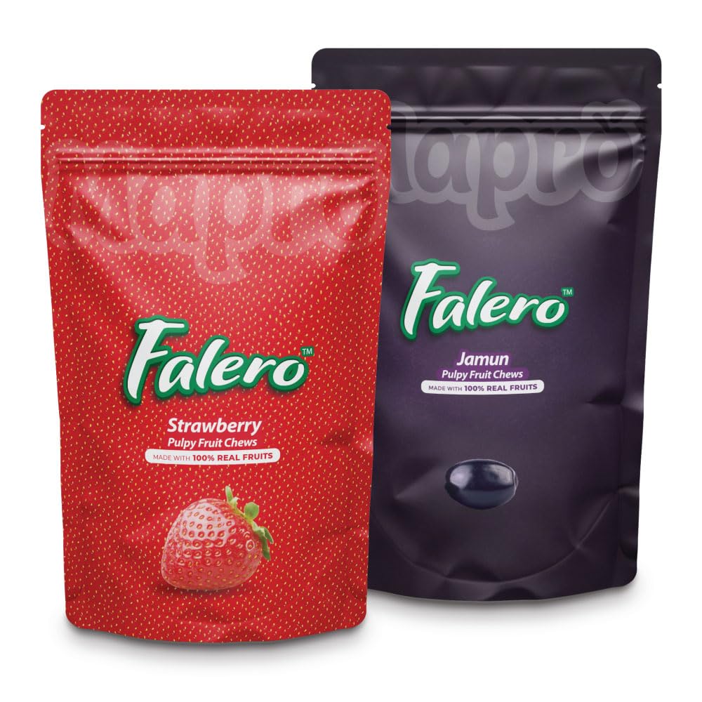 Falero Fruit Chews, 175 gm, 50 Fruit Chews(Pack of 2) (Strawberry & Jamun)