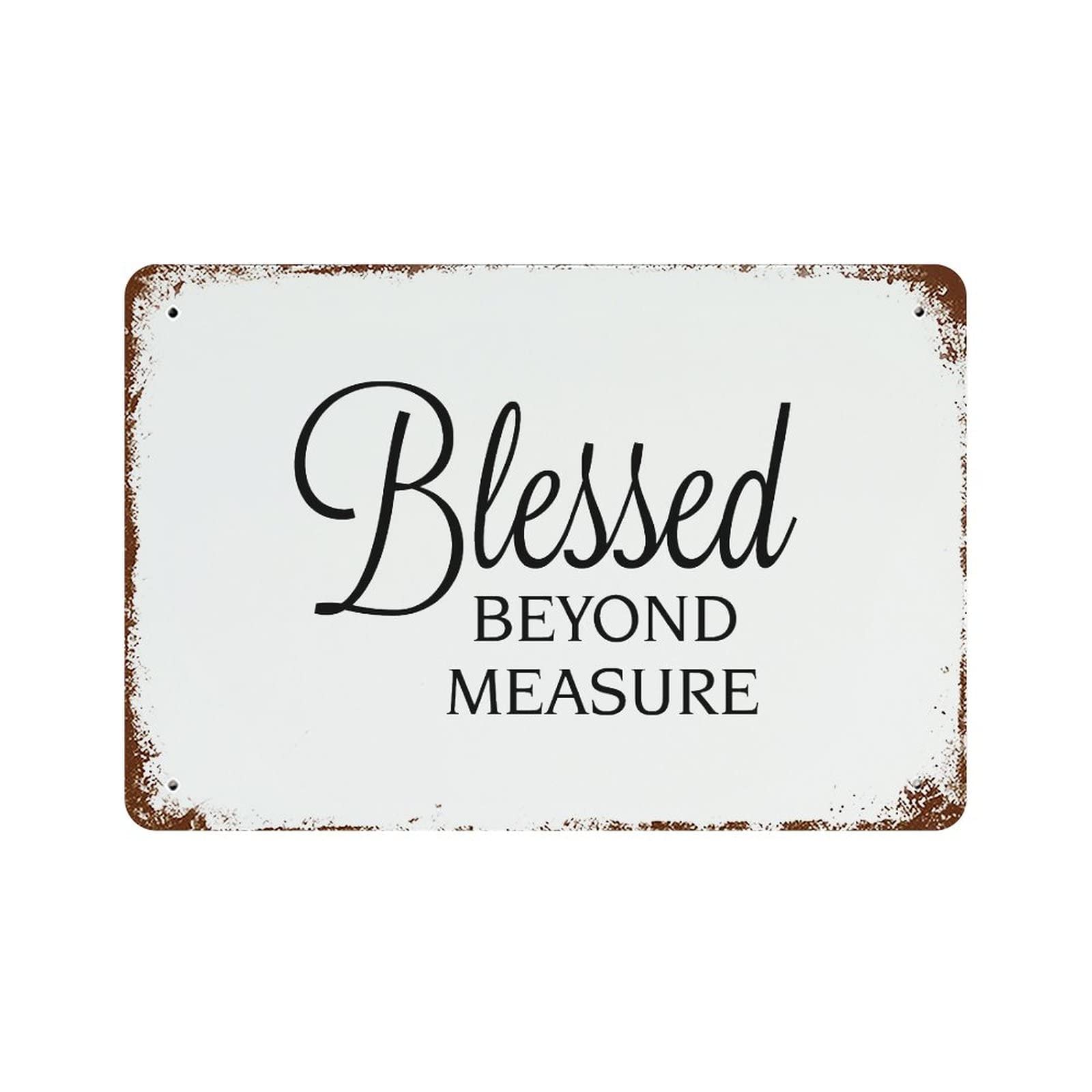 Plaque en métal Blessed beyond measure déco rustique cuisine vintage 30x45 cm