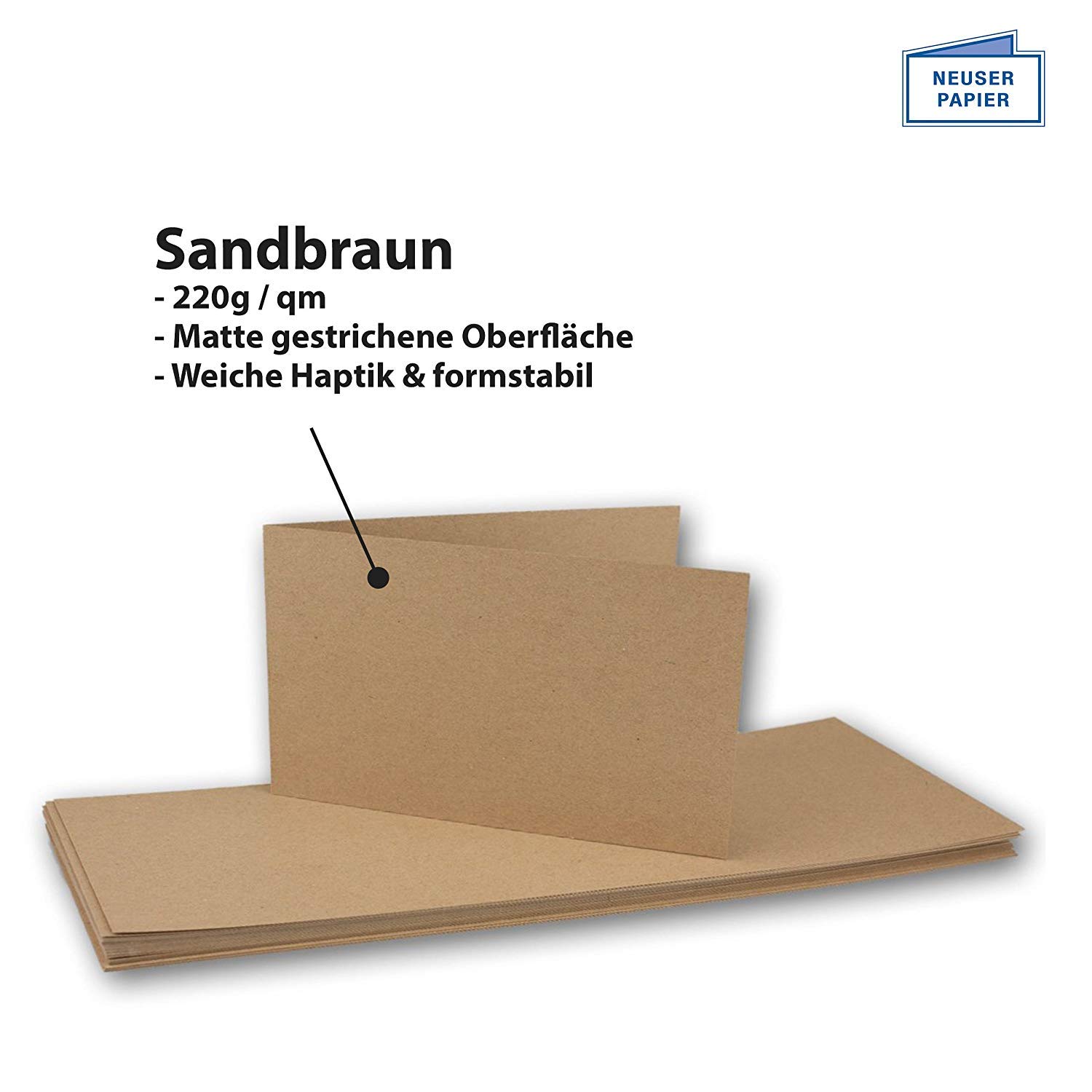 DIN A6 folded cards, landscape, colourful, happy, invitations - Menu cards - Blank, 30-Sand brown kraft paper, 25 cards - Image 2