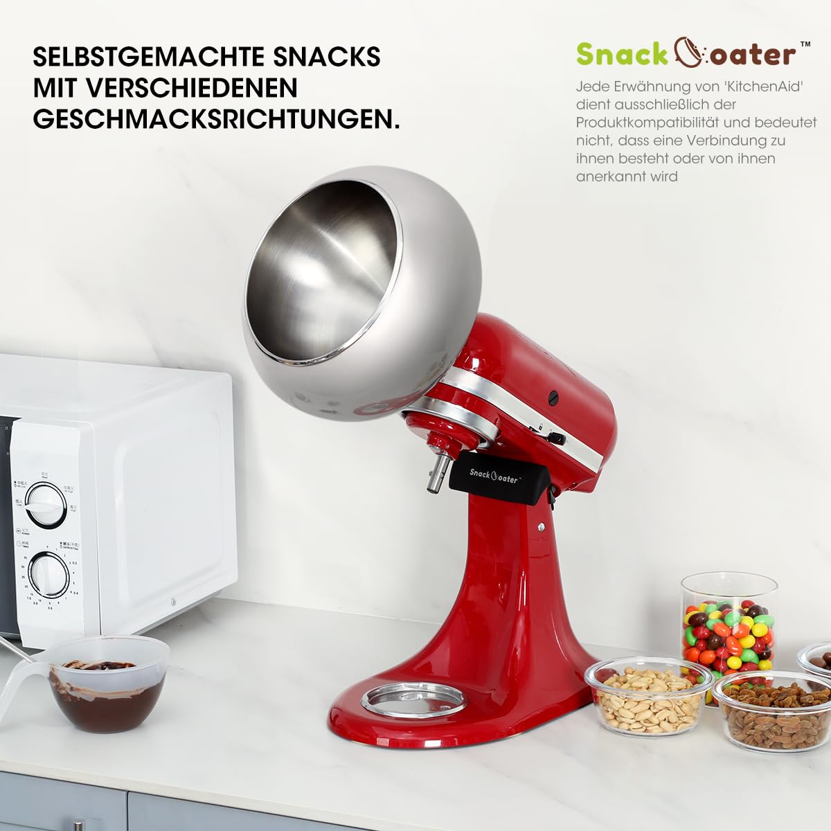 Aieve Snack Coater kompatibel, Küchenmaschine für die Herstellung von Schokoladenüberzogenen Mandeln (Kapazität :160 oz/4,73 L)