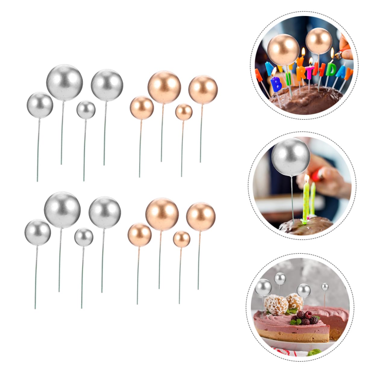 Zerodeko 120pièces Boules Décoratives pour Gâteau Et Décorations De Gâteau Élégantes pour Anniversaires Et Mariages