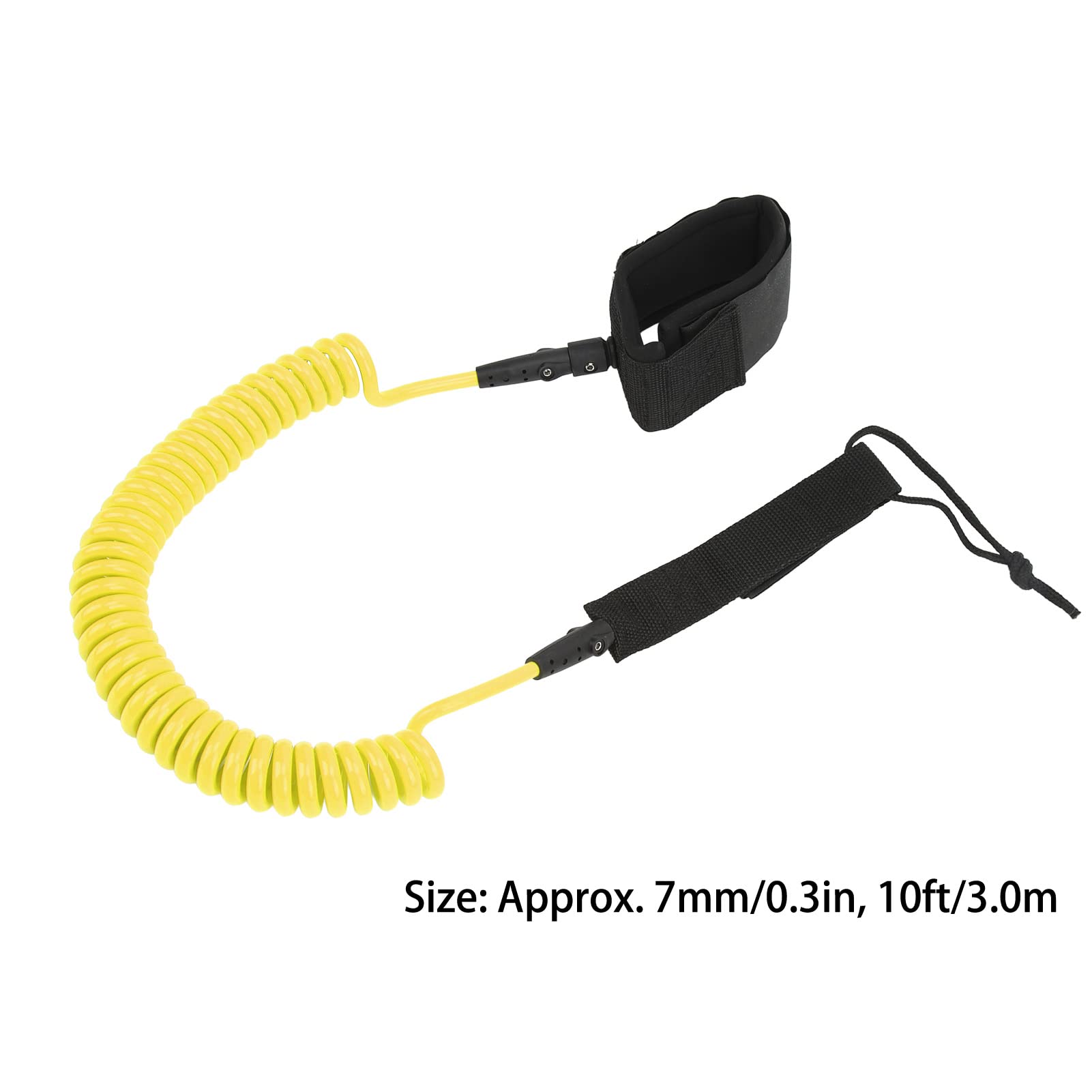 Corde de Pied de Surf 7 Mm 10 Pieds Enroulée Haute élasticité Légère pour Planche de Paddle Planche de SurfNoire, Cette Corde de Pied s'adapte à Toutes Les Chevilles Pendant Le